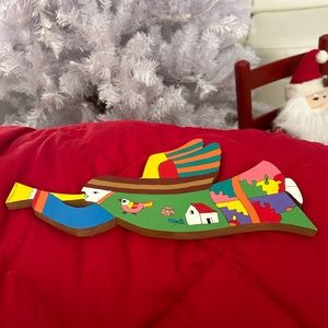 Salvadorian Painted Wooden Folk-art Angel Holiday or Whimsical Decor